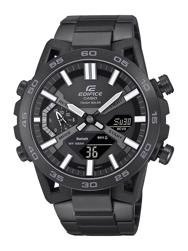 CASIO Men EDifice Dial & Stainless Steel Cuff Straps Analogue and Digital Chronograph Solar Powered Watch ED608