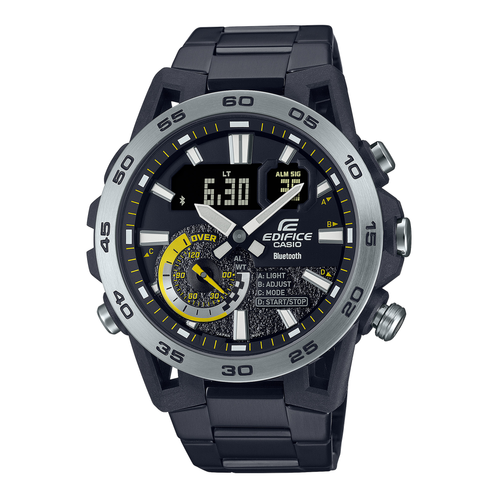 [ED576] CASIO Men EDifice ECB-40DC-1ADF Black Ana-Digi Dial Black Stainless Steel Band ED576