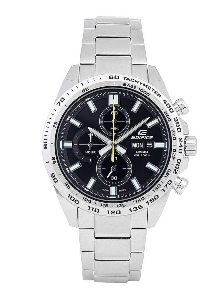 [ED593] CASIO Men EDifice EFR-574D-1AVUDF Black Analog Dial Silver Stainless Steel Band ED593