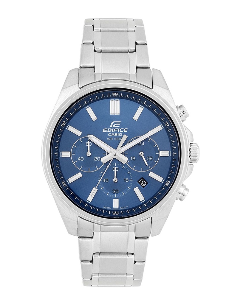 [ED597] CASIO Men EDifice EFV-650D-2AVUDF Blue Analog Dial Silver Stainless Steel Band ED597
