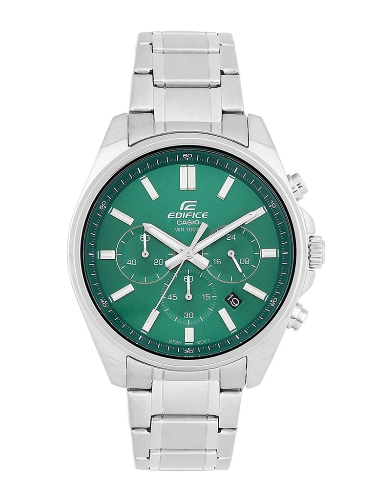 [ED598] CASIO Men EDifice EFV-650D-3AVUDF Green Analog Dial Silver Stainless Steel Band ED598