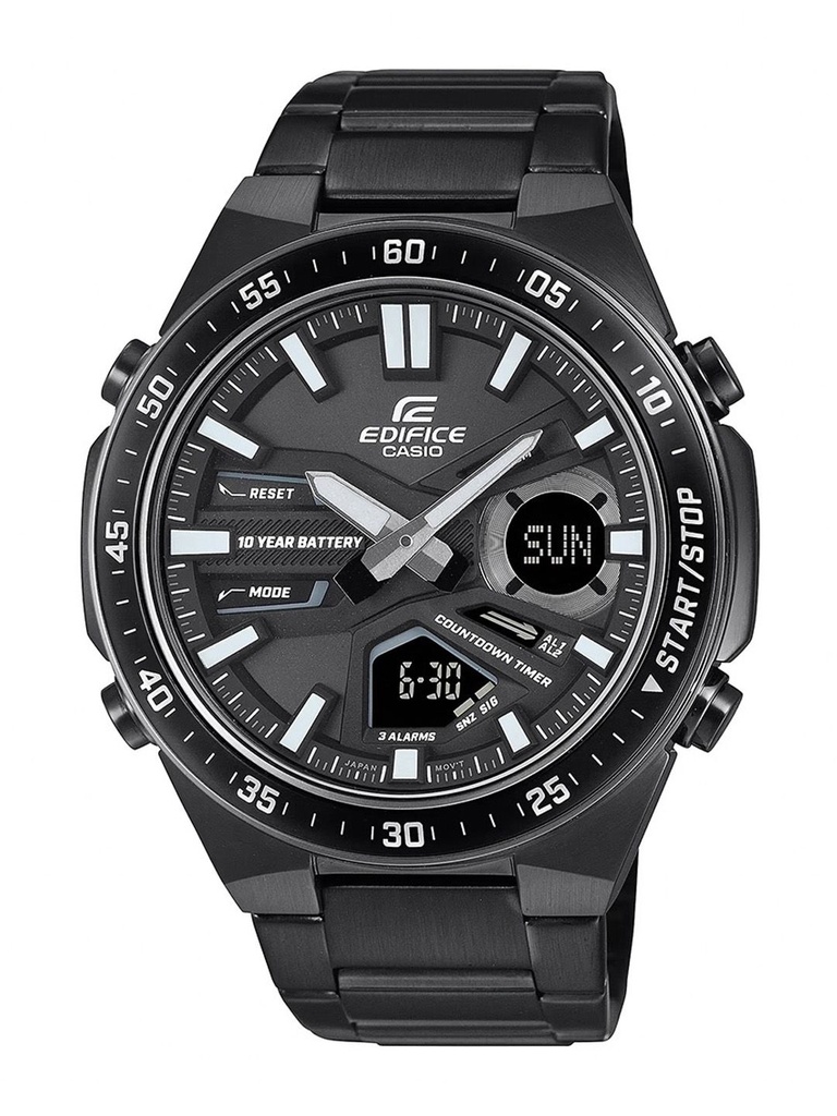 [ED601] CASIO Men EDifice EFV-C110DC-1ADF Black Ana-Digi Dial Black Stainless Steel Band ED601