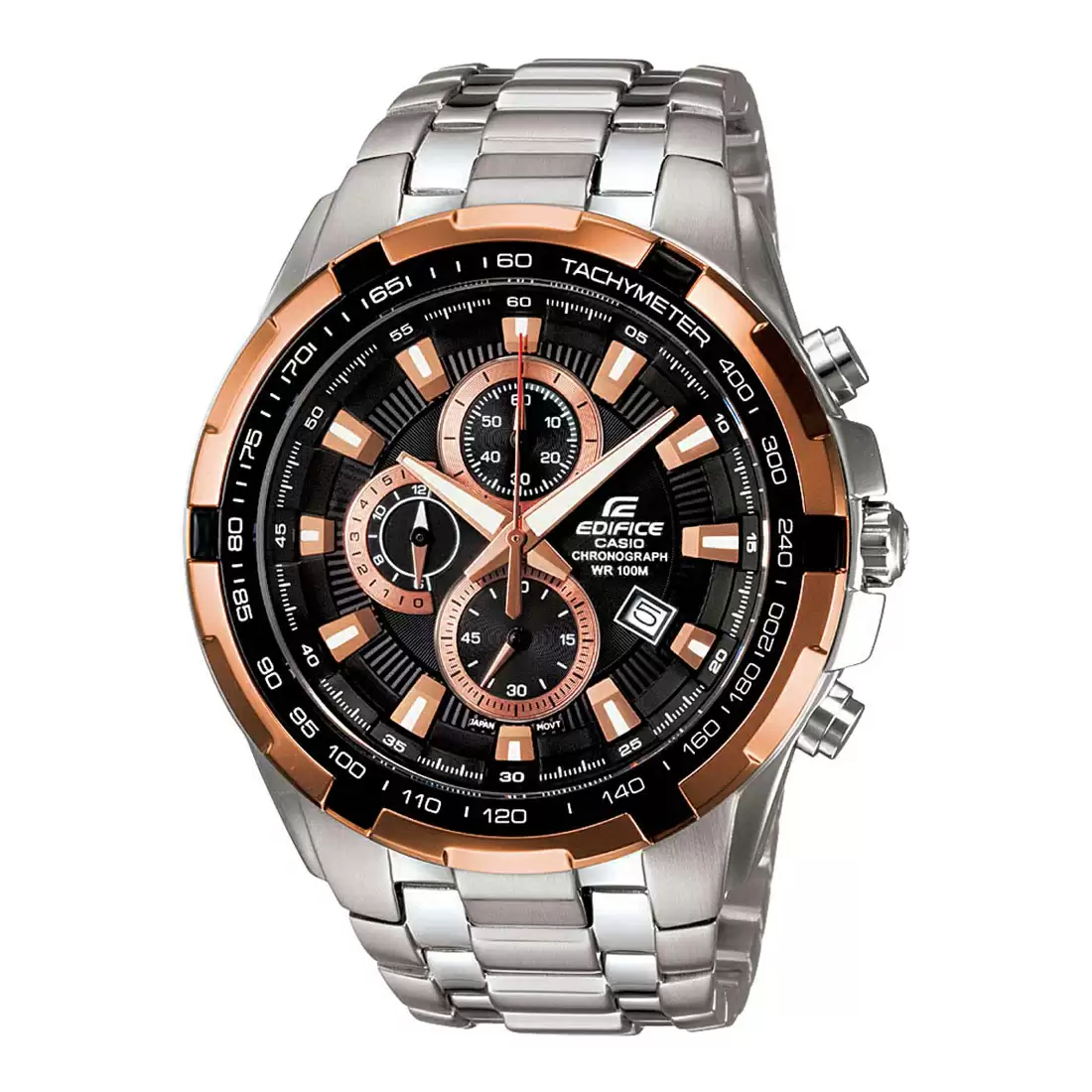 [ED368] CASIO Men EDifice EF-539D-1A5VUDF Black Analog Dial Silver Stainless Steel Band ED368