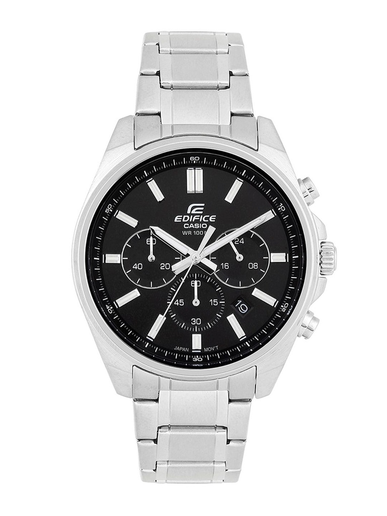 [ED596] CASIO Men EDifice EFV-650D-1AVUDF Black Analog Dial Silver Stainless Steel Band ED596