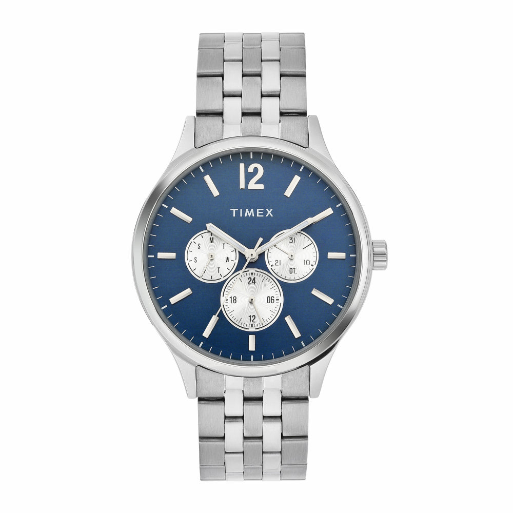 [TWEG18406] Timex Fashion Men's Blue Dial Round Case Multifunction Function Watch -TWEG18406