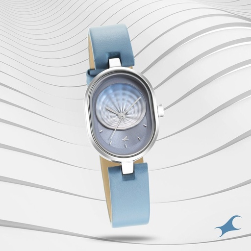 [6258sl01] Fastrack Uptown Retreat Quartz Analog Blue Dial Leather Strap Watch for Girls
