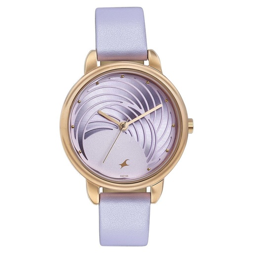 [6282wl02] Fastrack Stunners Quartz Multifunction Purple Dial Leather Strap Watch for Girls