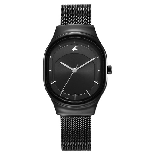 [6283nm01] Fastrack Snob X Black Dial Stainless Steel Strap Watch for Girls