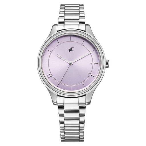 [6296sm01] Fastrack Stunners Quartz Analog Pink Dial Silver Metal Strap Watch For Girls