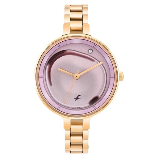 [6306wm01] Fastrack MetaWe Quartz Analog Pink Dial Stainless Steel Strap Watch For Girls