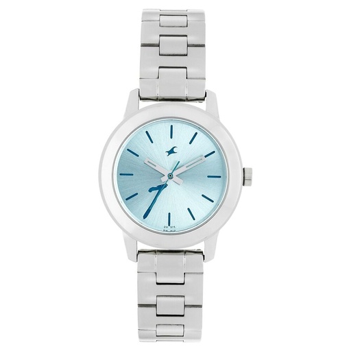[68008sm07] Fastrack Tropical Waters Quartz Analog Green Dial Metal Strap Watch for Girls