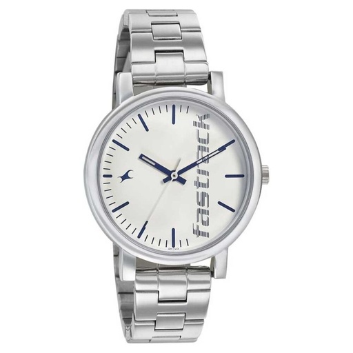[68010sm01] Fastrack Quartz Analog White Dial Stainless Steel Strap Watch for Girls