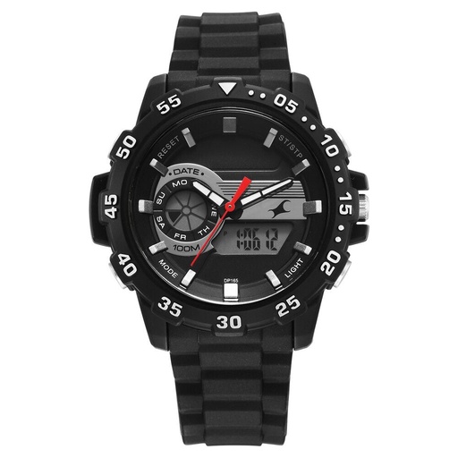 [68029pp01] Fastrack Street line Quartz Analog Digital Black Dial Silicone Strap Watch for Girls