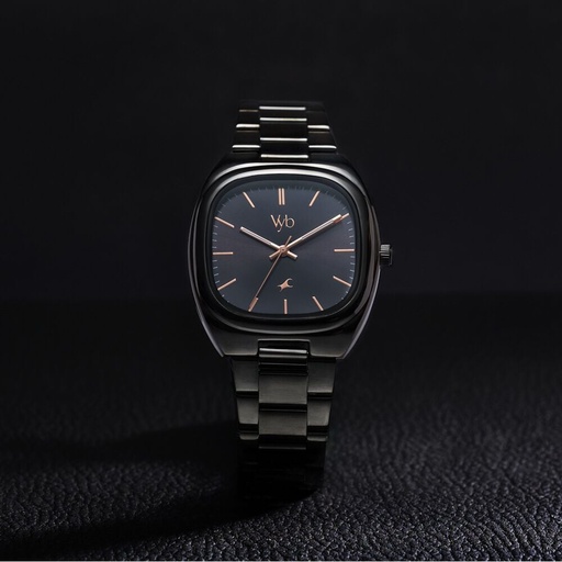 [fv30004nm01w] Fastrack Vyb Aviator Quartz Analog Black Dial Black Metal Strap Watch For Guys