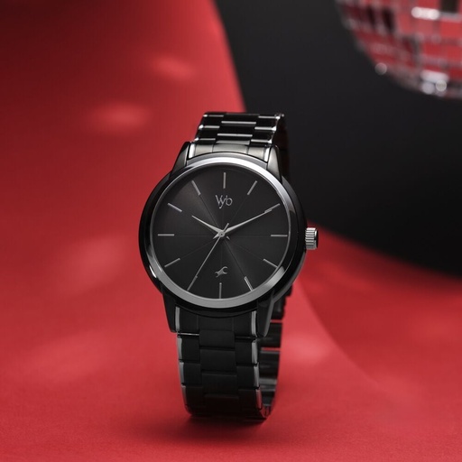 [fv30005km02w] Fastrack Vyb Phantom Quartz Analog Black Dial Two Toned Metal Strap Watch For Guys