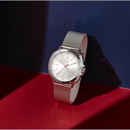 [fv30014sm01w] Fastrack Vyb Pioneer Quartz Analog Silver Dial Silver Metal Strap Watch For Guys