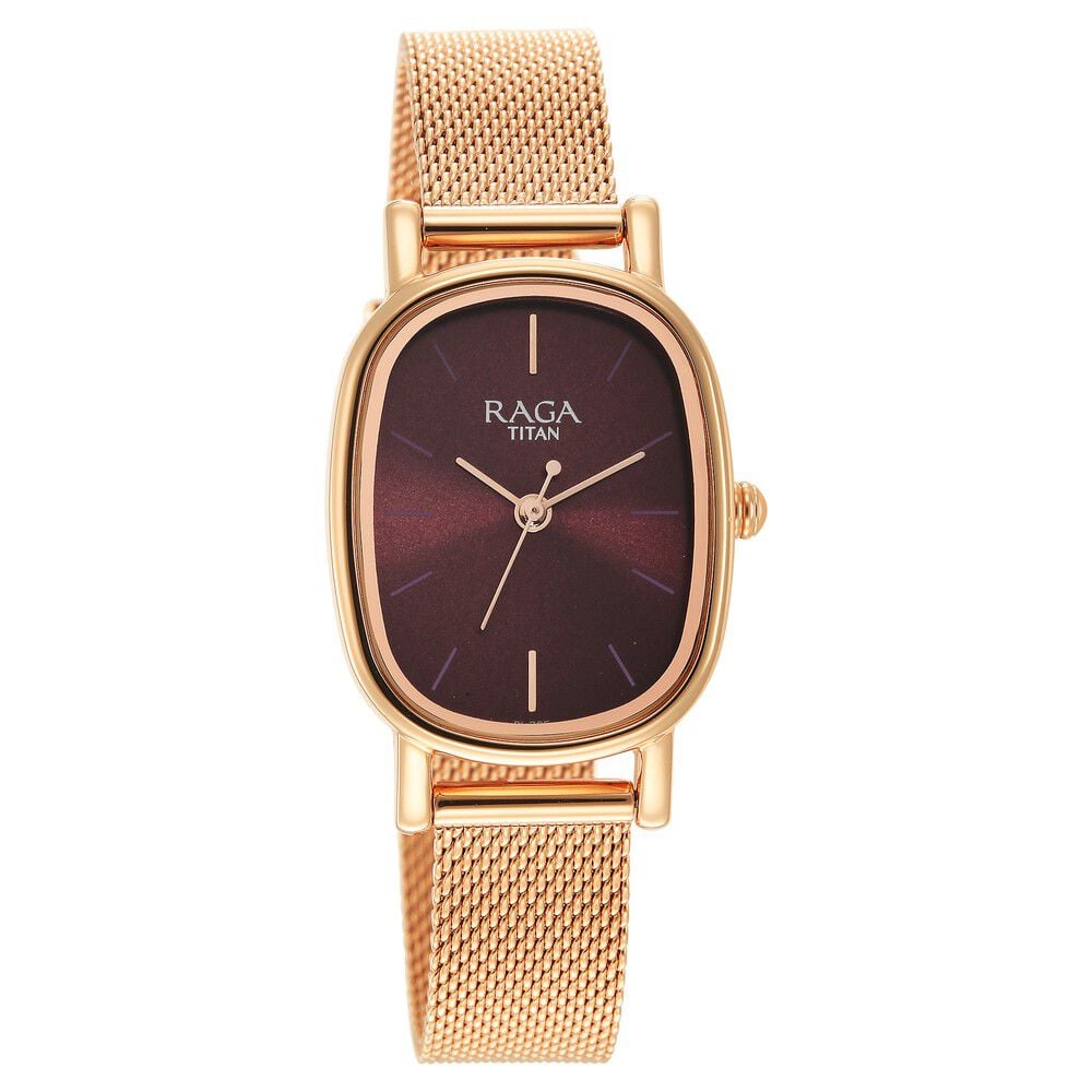 [2665wm01] Titan Raga Viva Brown Dial Analog Stainless Steel Strap Watch for Women