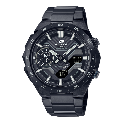 [ED589] CASIO Men EDifice ECB-2200DC-1ADF Black Ana-Digi Dial Black Stainless Steel Band ED589