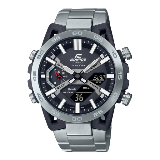[ED564] CASIO Men EDifice ECB-2000D-1ADF Black Ana-Digi Dial Silver Stainless Steel Band ED564