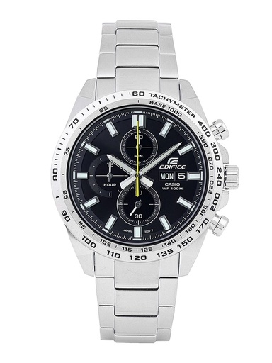 [ED593] CASIO Men EDifice EFR-574D-1AVUDF Black Analog Dial Silver Stainless Steel Band ED593