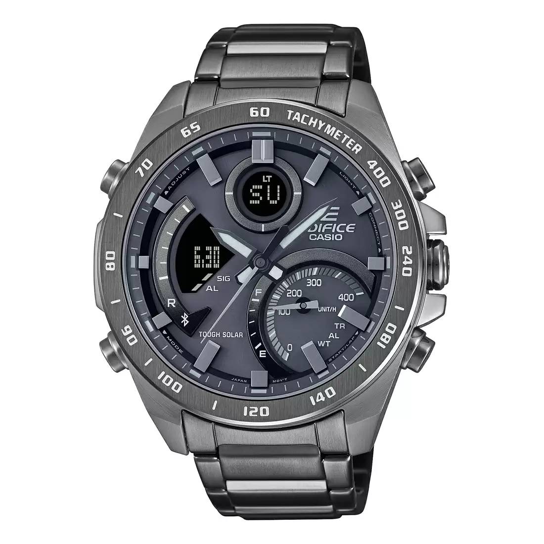 [ED527] CASIO Men EDifice ECB-900MDC-1ADR Gray Ana-Digi Dial Gray Stainless Steel Band ED527