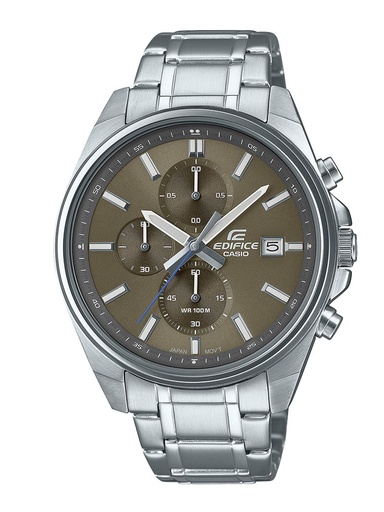 [ED572] CASIO Men EDifice EFV-610D-5CVUDF Brown Analog Dial Silver Stainless Steel Band ED572