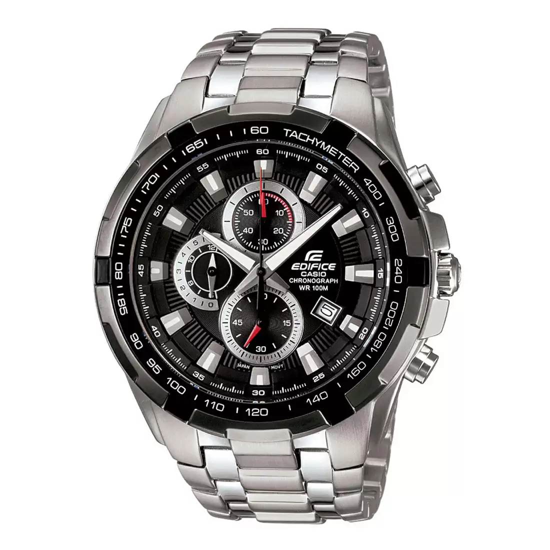 [ED369] CASIO Men EDifice EF-539D-1AVUDF Black Analog Dial Silver Stainless Steel Band ED369