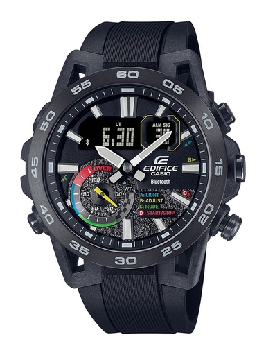 [ED577] CASIO Men EDifice ECB-40MP-1ADF Black Ana-Digi Dial Black Resin Strap Watch ED577