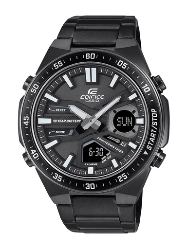 [ED601] CASIO Men EDifice EFV-C110DC-1ADF Black Ana-Digi Dial Black Stainless Steel Band ED601