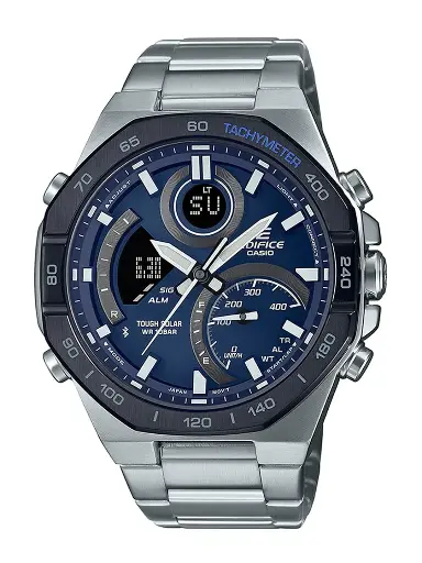 [EX555] CASIO Men EDifice ECB-950DB-2ADF Blue Ana-Digi Dial Silver Stainless Steel Band EX555