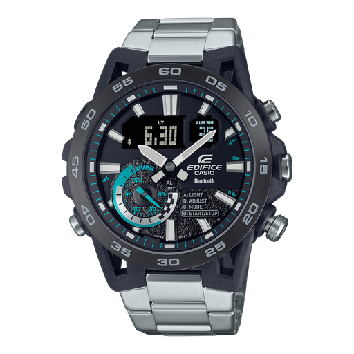 [ED575] CASIO Men EDifice ECB-40DB-1ADF Black Ana-Digi Dial Silver Stainless Steel Band ED575