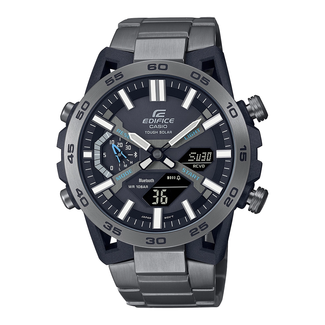 [ED565] CASIO Men EDifice ECB-2000DC-1ADF Black Ana-Digi Dial Gray Stainless Steel Band ED565