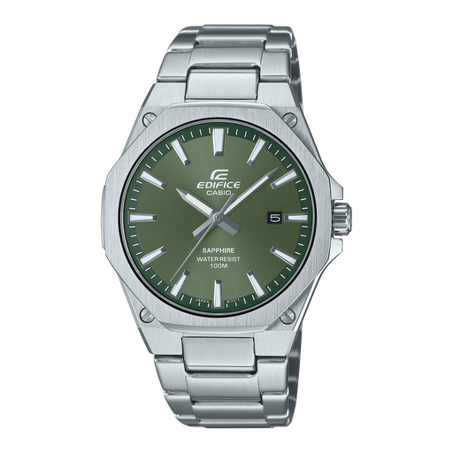 [ED603] CASIO Men EDifice EFR-S108D-3AVUDF Green Analog Dial Silver Stainless Steel Band ED603