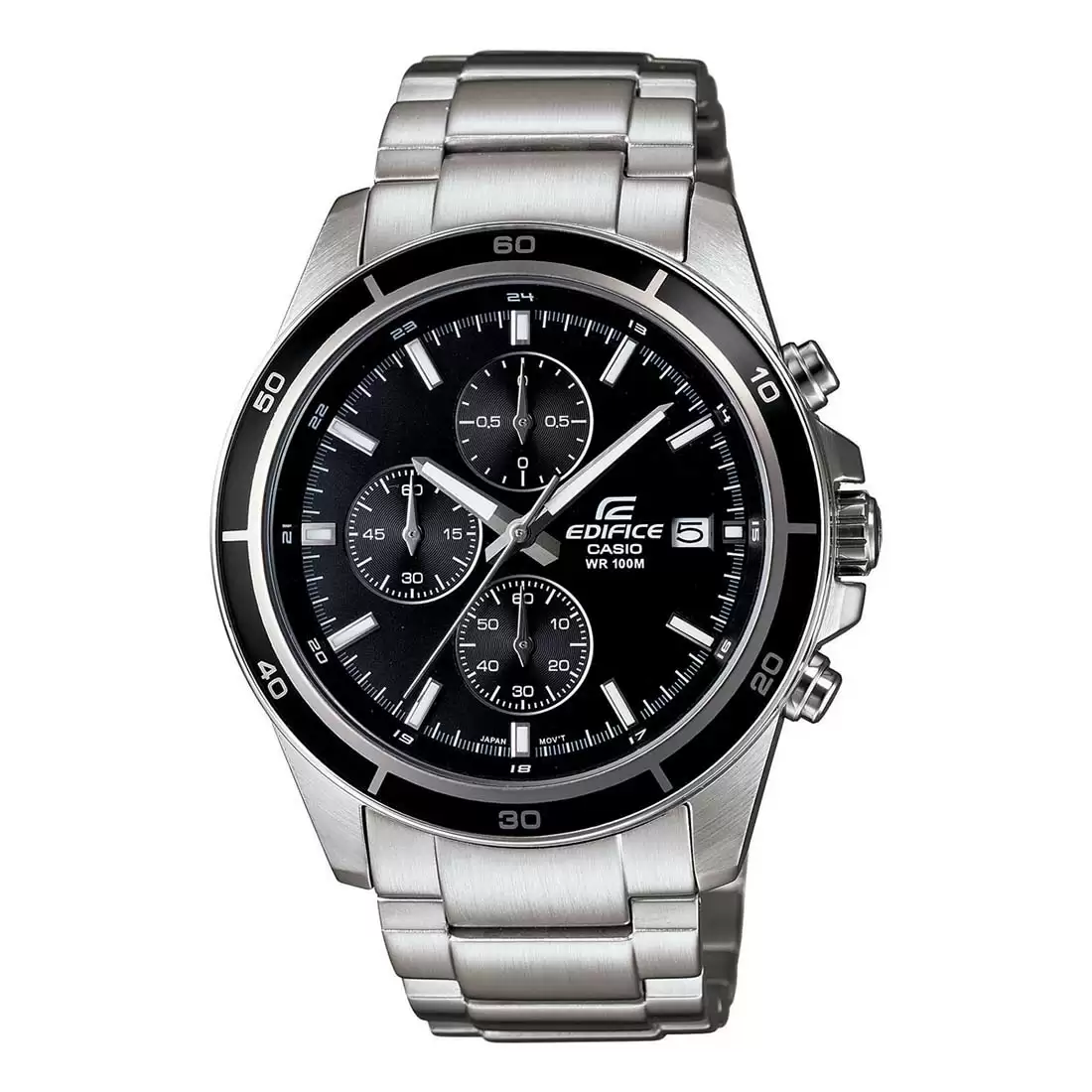 [EX093] CASIO Men EDifice EFR-526D-1AVUDF Black Analog Dial Silver Stainless Steel Band EX093
