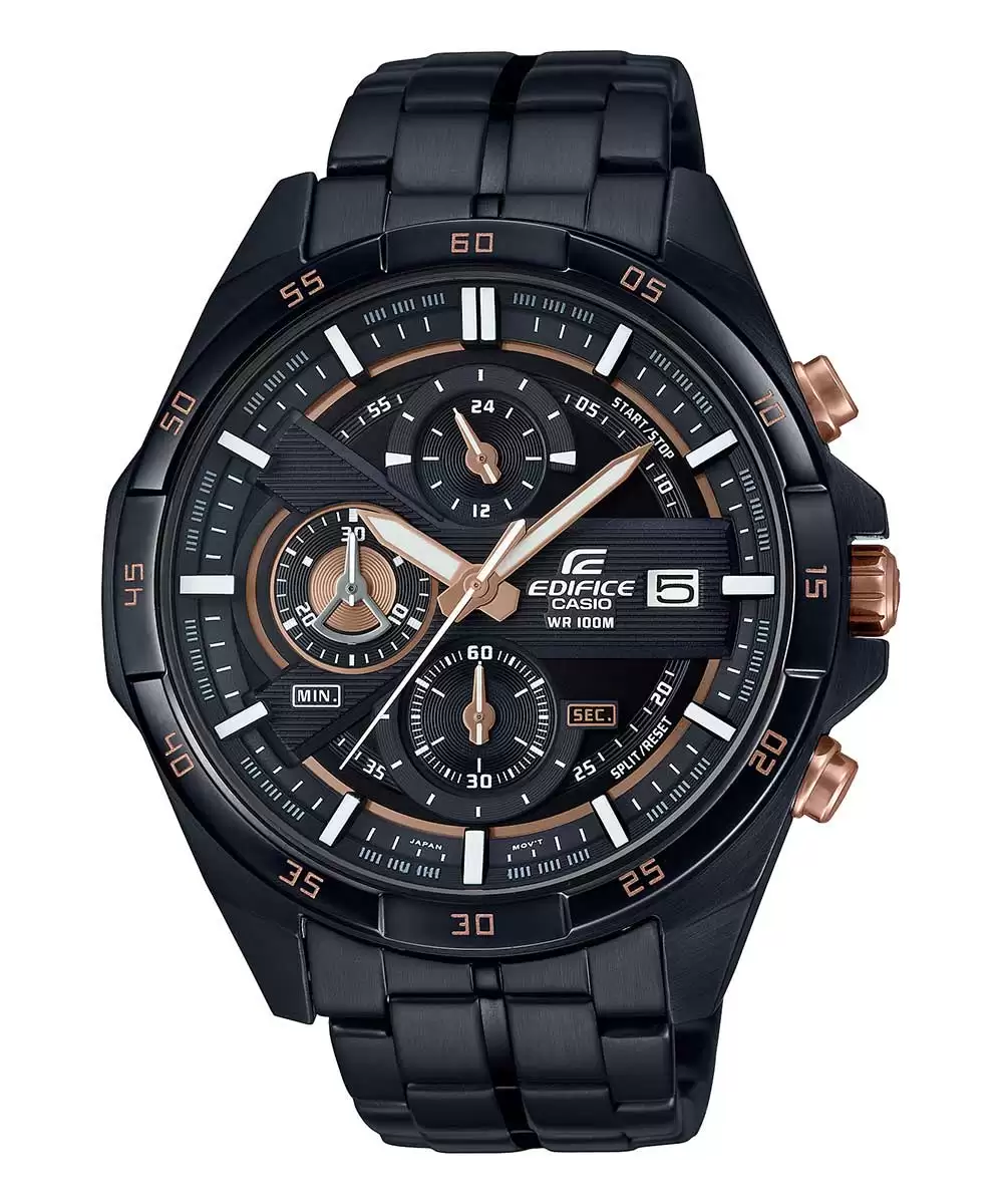 [EX493] CASIO Men EDifice EFR-556DC-1AVUDF Black Analog Dial Black Stainless Steel Band EX493