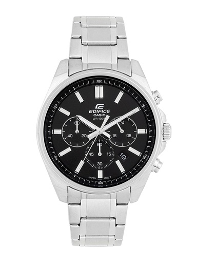 [ED596] CASIO Men EDifice EFV-650D-1AVUDF Black Analog Dial Silver Stainless Steel Band ED596
