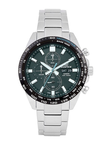 [ED595] CASIO Men EDifice EFR-574DB-3AVUDF Green Analog Dial Silver Stainless Steel Band ED595