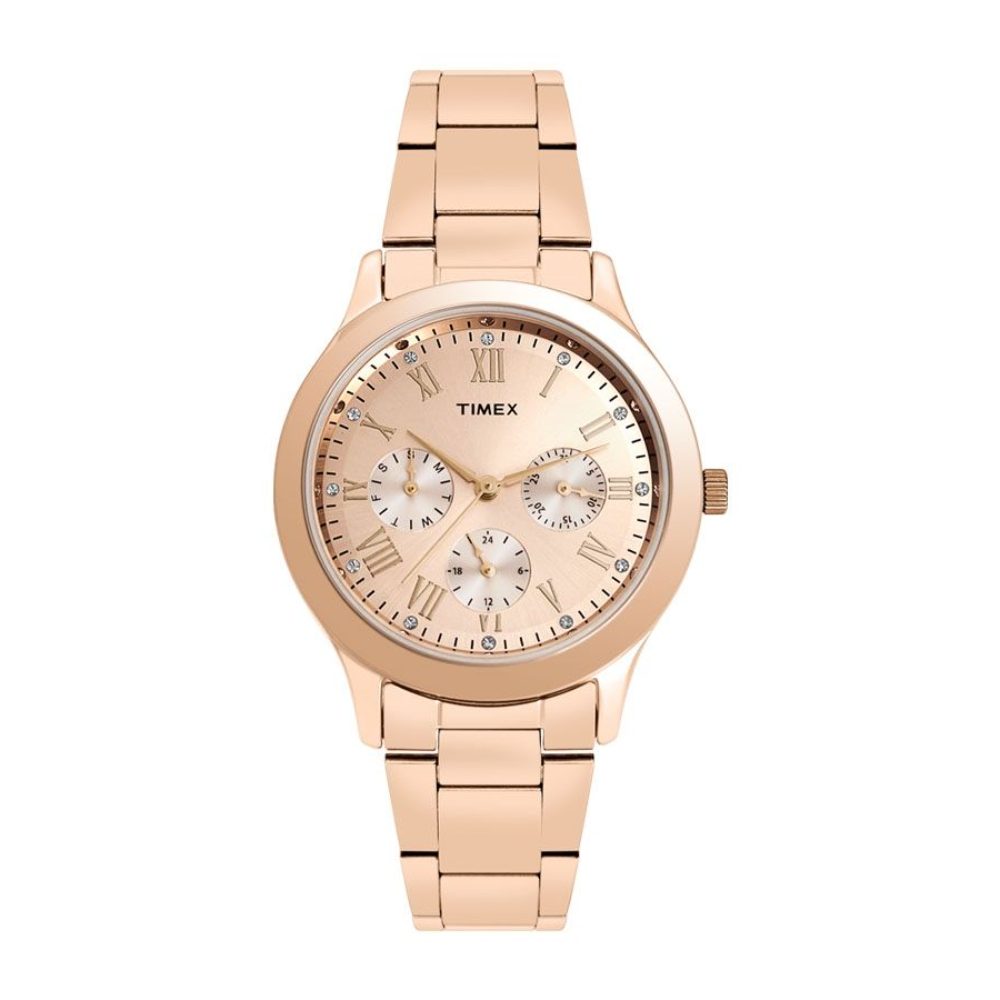 [TW000Q810] Timex Fashion Women's Rose Gold Dial Round Case Multifunction Function Watch -TW000Q810