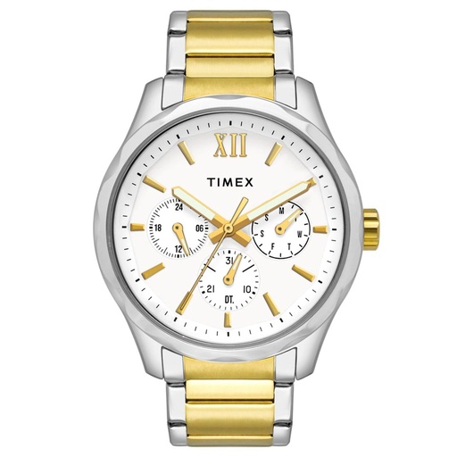 [TW0TG7616] Timex Men Multifunction White Round Brass Dial Watch- TW0TG7616