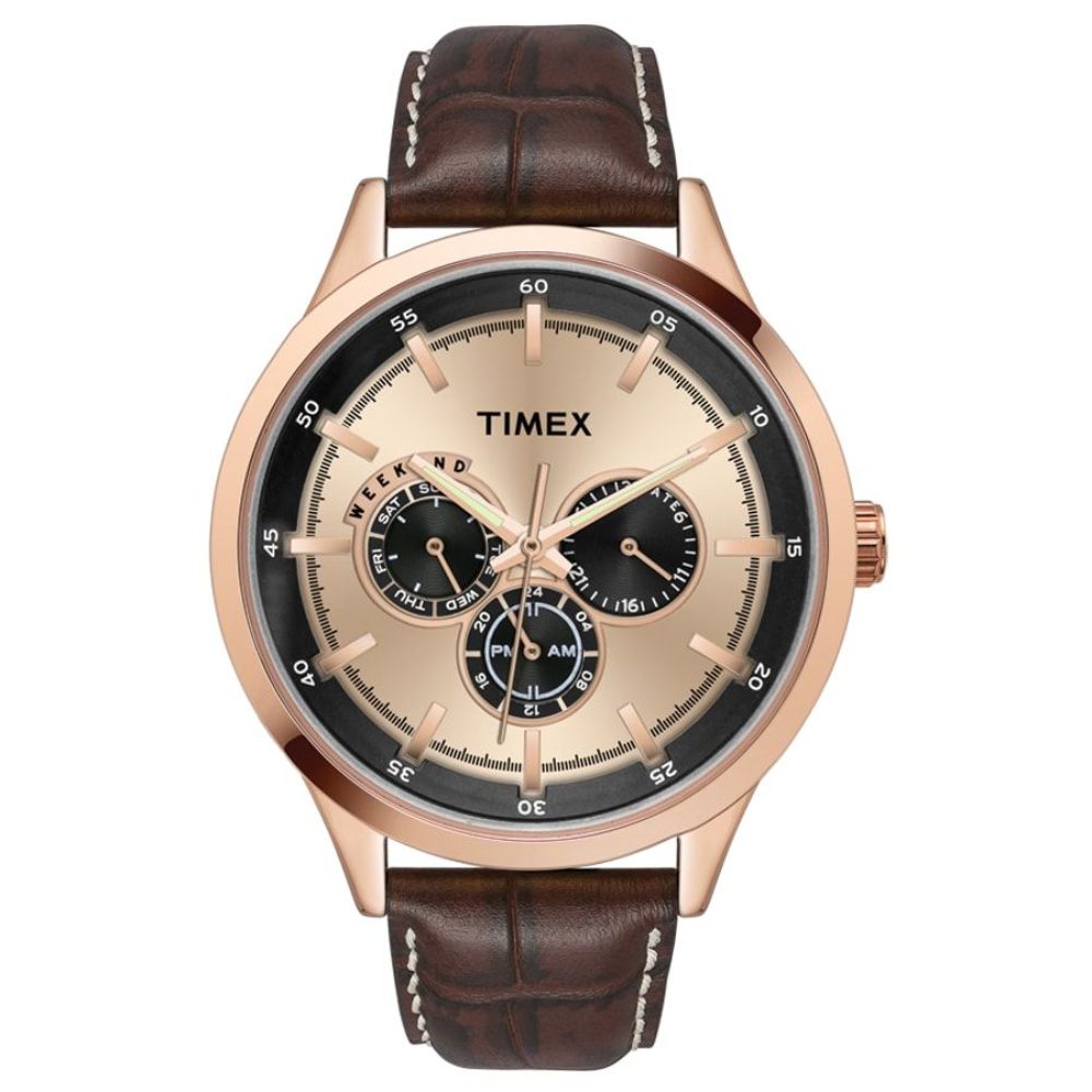 [TW000T311] Timex Fashion Men's Rose Gold Dial Round Case Multifunction Function Watch -TW000T311