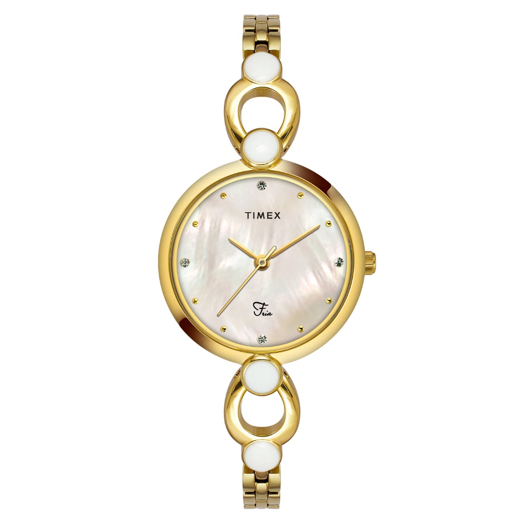[TWEL18101] Timex Fria Women Off White Round Analog Watch - TWEL18101