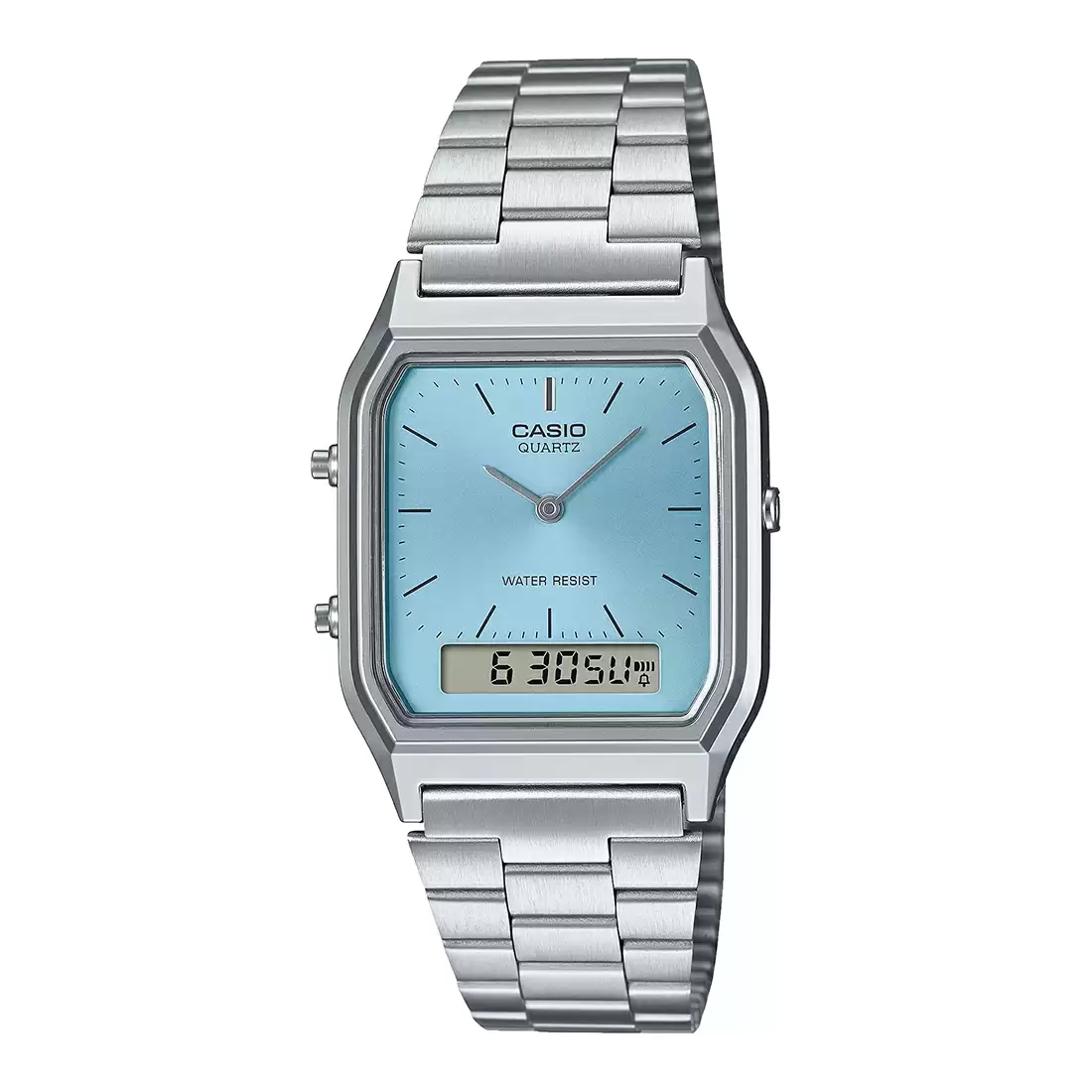 [AD270] Casio  AQ-230A-2A1MQYDF Vintage Analog-Digital Blue Dial Silver Stainless Steel Band
