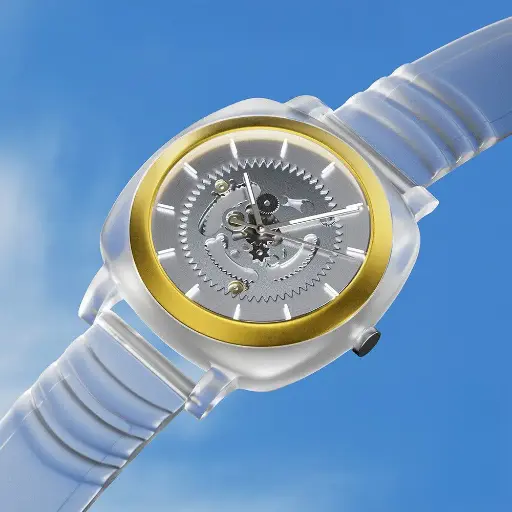 [3312pp01] Fastrack Bare Quartz Analog Skeleton Unisex Watch With Grey Dial And Translucent Plastic Strap