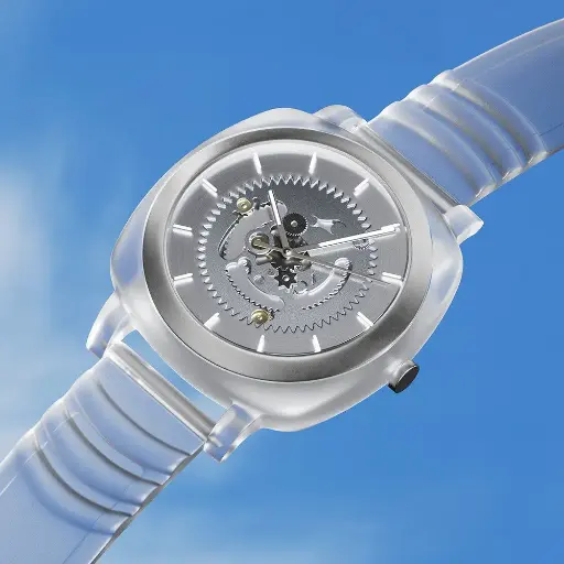 [3312pp02] Fastrack Bare Quartz Analog Skeleton Unisex Watch With Grey Dial And Translucent Plastic Strap