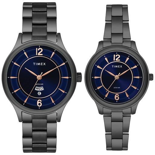 [TW00PR275] Timex Empera Pairs Blue Dial Round Case Day Date/3 Hands Function Watch -TW00PR275