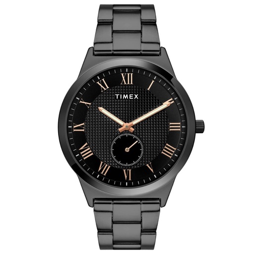 [TWTG10009] Timex Men Black Round Analog Brass Dial Watch- TWTG10009