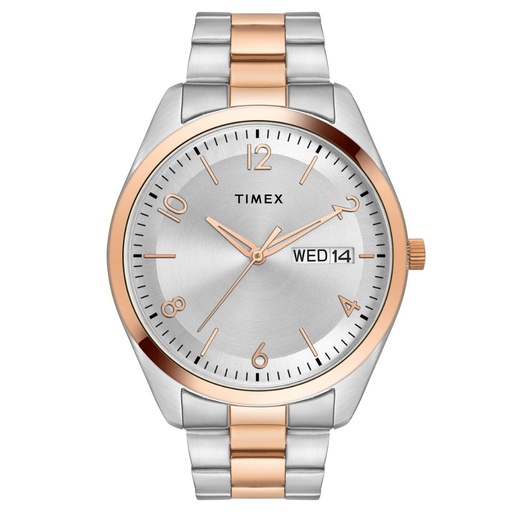 [TWTG10405] Timex Men Silver Round Analog Brass Dial Watch- TWTG10405