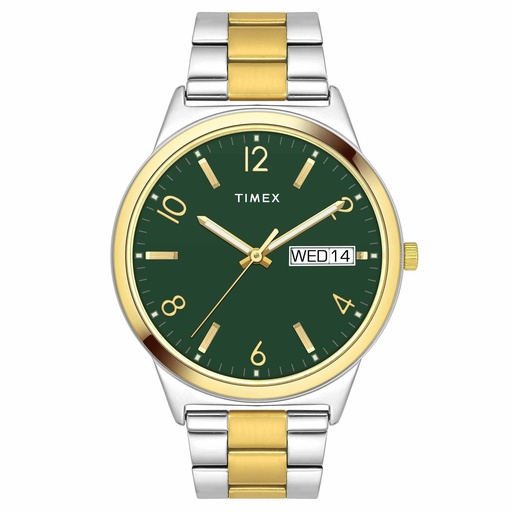 [TWTG10006] Timex Classics Collection Premium Quality Men's Analog Green Dial Coloured Quartz Watch, Round Dial with 41mm Case width - TWTG10006