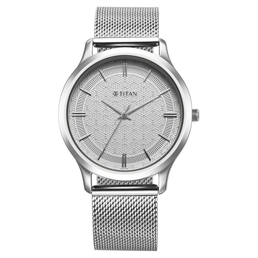[1825sm09] Titan Karishma Quartz Analog Silver Dial Stainless Steel Strap Watch for Men