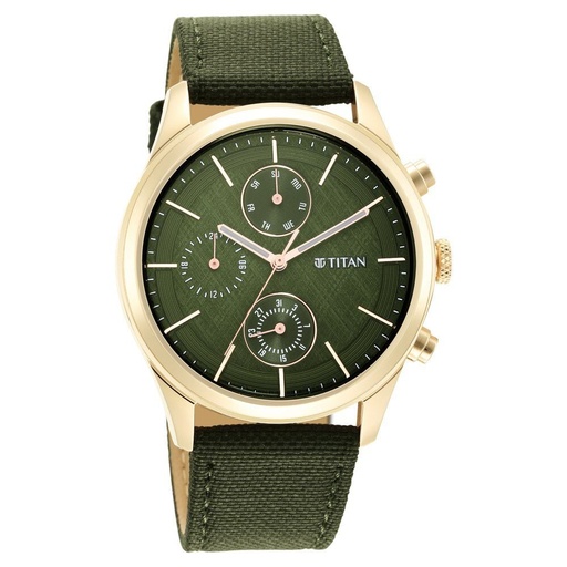 [1805wp01] Titan Neo Splash Green Dial Quartz Analog with Date Fabric Strap watch for Men
